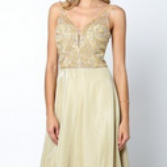 Gold Sleeveless Bridesmaid Long Dress